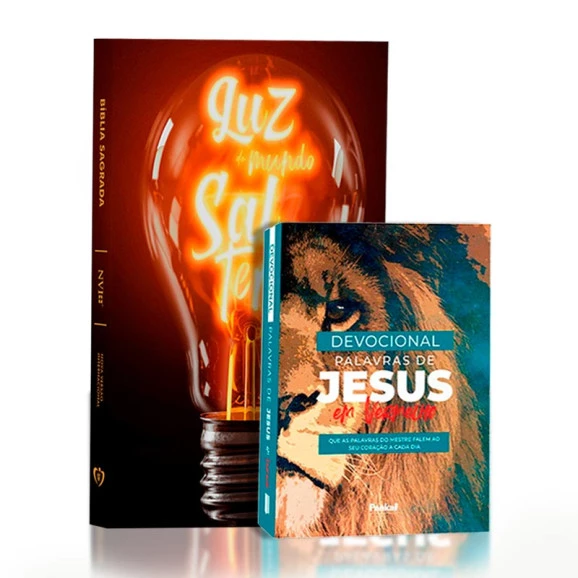 Kit Bíblia NVI Slim Luz do Mundo + Devocional Palavras de Jesus em Vermelho | Oração e Saudação