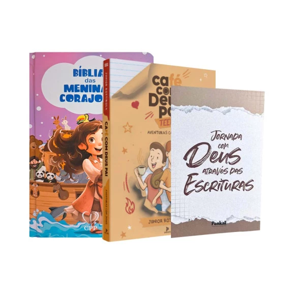 Kit Café com Deus Pai Teens 2024 + Bíblia das Meninas Corajosas RC Lilás + Abas adesivas para Bíblia Floral Roxa