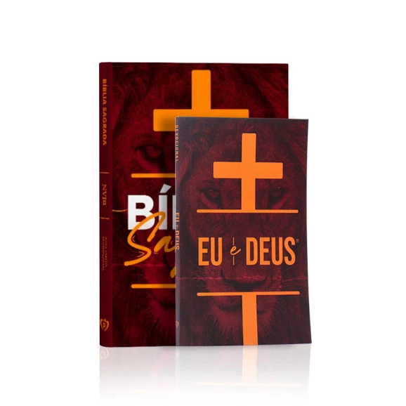 Kit Bíblia NVI Slim Leão Cruz + Devocional Eu e Deus | Presença de Cristo