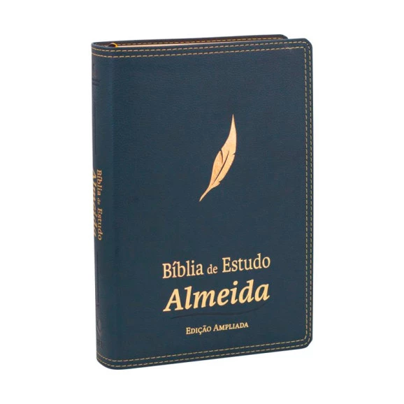 Bíblia de Estudo Almeida | NAA | Letra Normal | Couro Sintético | Edição Ampliada | Azul Nobre 