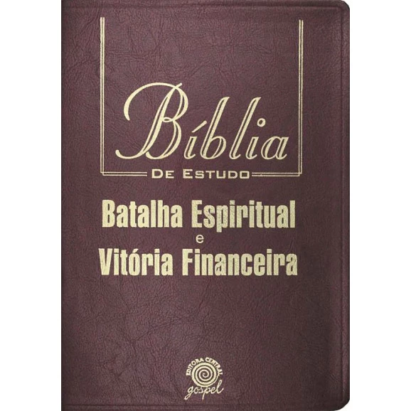 Bíblia de Estudo Batalha Espiritual e Vitória Financeira | NVI | Letra Grande | Luxo | Vinho