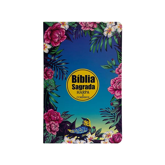 Bíblia Sagrada | Letra Hiper Gigante | RC | Harpa e Corinhos | Luxo | Floral Noturna