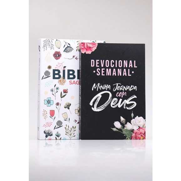 Kit Bíblia NAA Flowers Branca + Devocional Semanal | Mulher Virtuosa