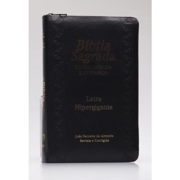 Bíblia Sagrada | RC | Harpa Avivada e Corinhos | Letra Hipergigante | Capa Pu | Preta | Índice | Zíper