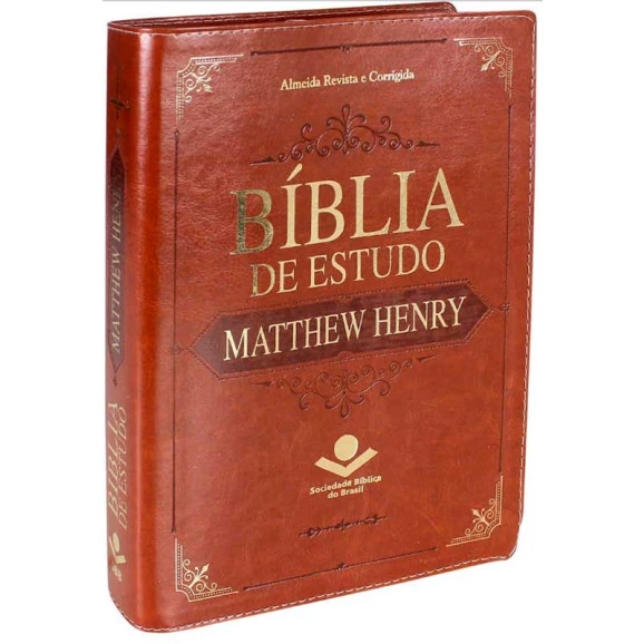 Bíblia de Estudo | Matthew Henry | RA | Letra Normal | Emborachada | Marrom