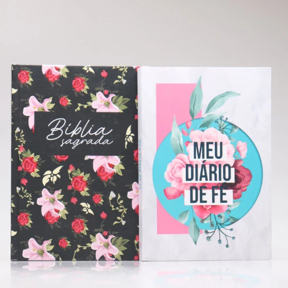 Kit Bíblia NAA Rosas + Meu Diário de Fé Colagem | Fé Restaurada