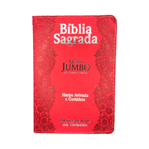 Bíblia Sagrada | Letra Jumbo | Capa PU Luxo com Harpa | Flores Vermelha 