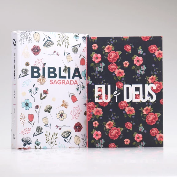 Kit Bíblia NAA Flowers Branca + Eu e Deus Rosas | Mulher Virtuosa