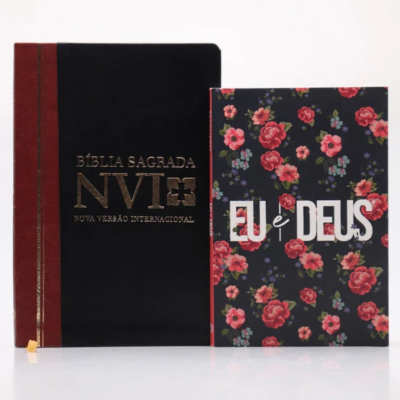 Kit Bíblia NVI Letra Grande Duotone Slim + Devocional Eu e Deus Rosas | Estudo Diário