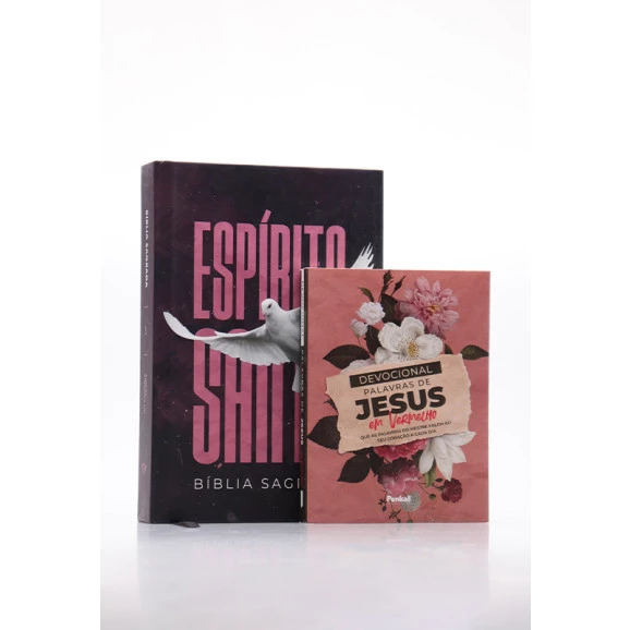 Kit Bíblia ACF Gigante Espírito Santo + Devocional Palavras de Jesus em Vermelho Papel | Plena Sabedoria 