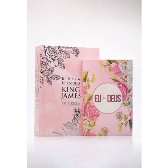 Kit Bíblia de Estudo KJA | Letra Hipergigante | Rose + Devocional Eu e Deus Floral Aquarela | Governados por Ele 