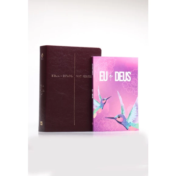Kit Bíblia de Estudo NVT | Luxo | Vinho + Devocional Eu e Deus Beija Flor | O Conhecimento de Deus 