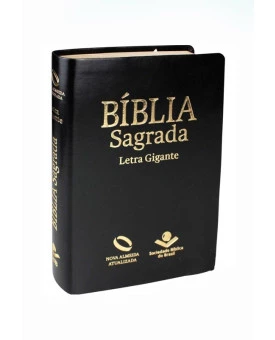 Bíblia Sagrada Letra Gigante | Capa couro sintético preto nobre | Nova Almeida Atualizada (NAA) | Imitação de couro