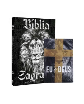 Kit Bíblia | RC | Letra Gigante | Preto e Branco + Devocional Eu e Deus | Lion Cruz |  Luz e Reflexão