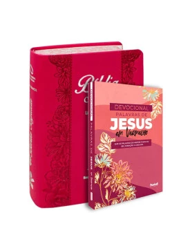 Kit Ouvindo a Voz de Deus | Bíblia Sagrada | NAA | Letra Grande | Pink + Devocional Palavras de Jesus em Vermelho | Ondas