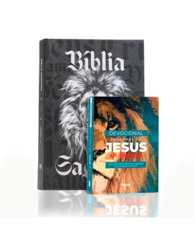 Kit Bíblia ACF Gigante Leão Preto e Branco + Devocional Palavras de Jesus em Vermelho Único que é Digno | Plena Sabedoria