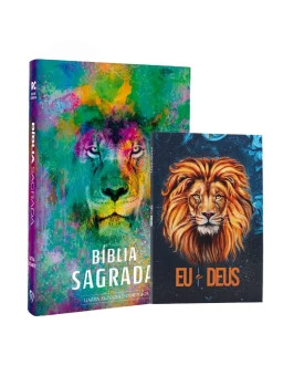 Kit Bíblia | RC | Letra Gigante | Leão Color + Devocional Eu e Deus | Alfa e Omega | Luz e Reflexão