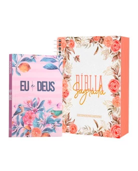 Kit Bíblia ACF Anote Flores Rosas + Eu e Deus Primavera | Amor Que Consome