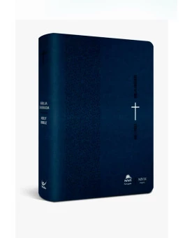 Bíblia Sagrada | NVI | Bilíngue Português Inglês | Capa Luxo Azul