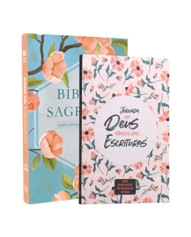 Kit Jornada com Deus | Bíblia Sagrada | RC | Letra Gigante | Capa Dura | Hexagonal + Abas Adesivas para Bíblia | Lettering