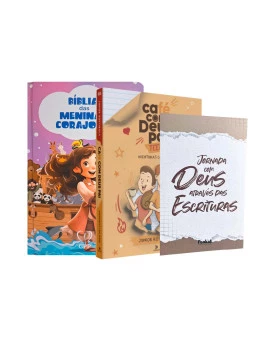 Kit Café com Deus Pai Teens 2024 + Bíblia das Meninas Corajosas RC Lilás + Abas adesivas para Bíblia Floral Roxa