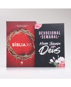 Kit Bíblia 365 NVT Coroa + Devocional Semanal Flores Cruz | Momento Diário