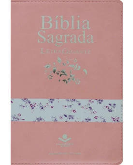 Bíblia Sagrada | RC | Letra Gigante | Média | Emborrachada | Rosa Claro/Flores | Luxo com Índice e Zíper