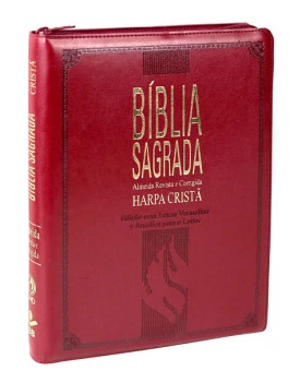 Bíblia Sagrada | RC | Harpa Cristã | Letra Extragigante | Capa Sintética | Vinho | índice | Zíper 