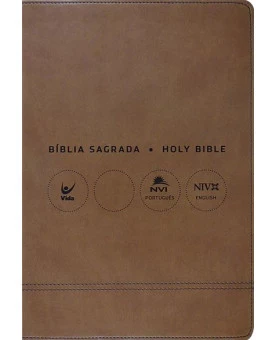 Bíblia Sagrada Holy Bible | Português e Inglês | NVI | Letra Normal | Luxo | Marrom