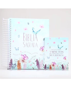 Kit Bíblia ACF Jardim Secreto Com Espaço Para Anotações + 3 Minutos de Sabedoria Para Mulheres | Conselho Divino