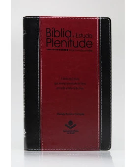 Bíblia de Estudo Plenitude | RC | Letra Normal | Capa Sintética | Preta e Vinho | Índice