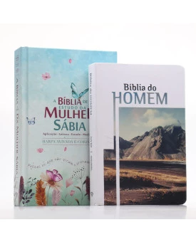 Kit Bíblia da Mulher Sábia | RC | Harpa | Jardim Secreto + Bíblia do Homem | NVI | Montanha | As 5 Linguagens do Amor