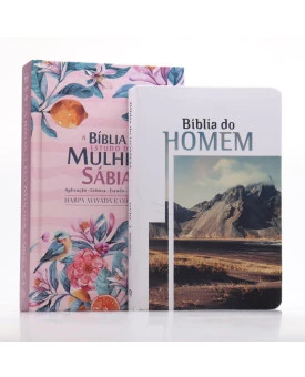 Kit Bíblia da Mulher Sábia | RC | Harpa | Primavera + Bíblia do Homem | NVI | Montanha | As 5 Linguagens do Amor