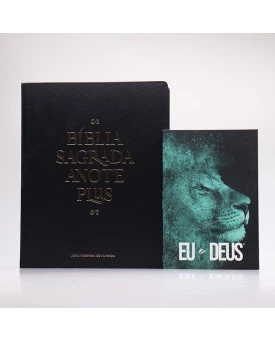 Kit Bíblia Anote Plus RC Black Edition + Devocional Eu e Deus Leão Azul | Pai Para Todos