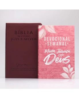Kit Bíblia da Joyce Meyer Bordo + Grátis Devocional Semanal Pétalas | Mulher de Fé