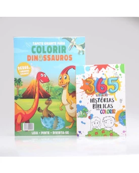 Kit 2 Livros | Tapete para Colorir Dinossauros + 365 Ilustrações | Histórias Bíblicas
