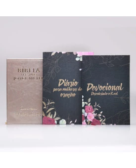 Kit Bíblia da Joyce Meyer Dourada + Devocional Descobrindo o Real + Diário Para Mulheres de Oração | Capa Dura | Mulher de Fé
