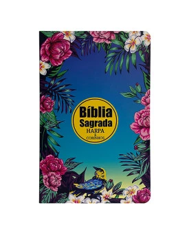 Bíblia Sagrada | Letra Hiper Gigante | RC | Harpa e Corinhos | Luxo | Floral Noturna