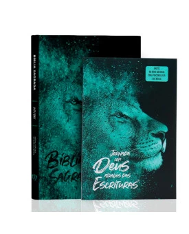 Kit Bíblia | NVI | Slim | Leão Azul + Abas Adesivas para Bíblia Leão Azul | Aos Cuidados do Pai