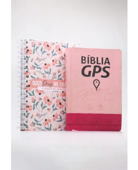 Kit Bíblia GPS NTLH | Rosa e Pink + Planner de Oração | Ouço Deus Me Chamar | Lettering | Guiadas por Deus 