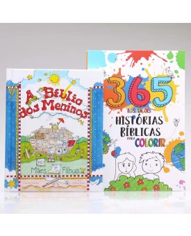 Kit A Bíblia Dos Meninos + 365 Histórias Bíblicas para Colorir | Aprendendo Sobre a Bíblia