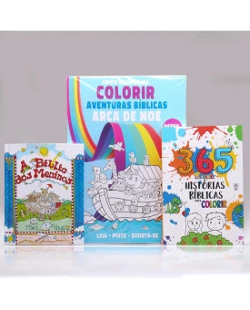 Kit A Bíblia Dos Meninos + Tapete Para Colorir + 365 Histórias Bíblicas para Colorir | Aprendendo sobre a Bíblia