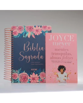 Kit Tranquilize Sua Alma | Rosas | Bíblia Anote + Livro