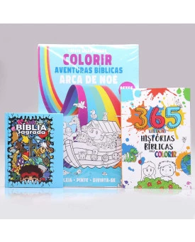 Kit A Bíblia Dos Meninos+ Tapete Gigante Para Colorir + 365 Histórias Bíblicas para Colorir