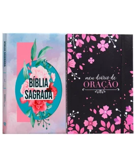 Kit Bíblia ACF Colagem Com Espaço Para Anotações + Meu Diário de Oração Flor | Oração Virtuosa