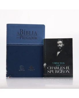 Kit A Bíblia do Pregador RC Azul + Grátis Devocional 3 Minutos com Charles H. Spurgeon | Pregadores de Fé