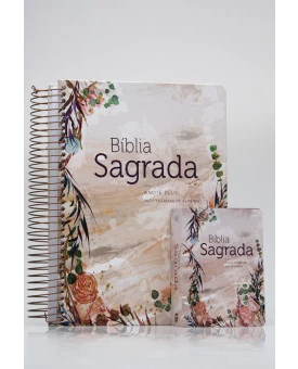 Kit Mãe e Filha | Bíblia Sagrada Anote Plus Flor Marmorizada + Bíblia Para Evangelismo