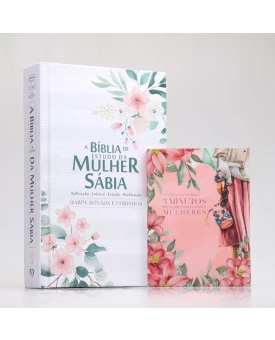Kit Bíblia da Mulher Sábia RC Harpa Letra Grande Floral Branca + 3 Minutos com Sabedoria Para Mulheres | Sabedoria Divina