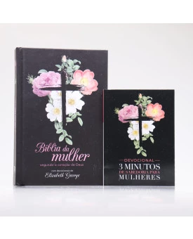 Kit Bíblia de Estudo da Mulher Segundo o Coração de Deus | AS21 | Flores Cruz + Devocional Para Mulheres | Segura com Ele 