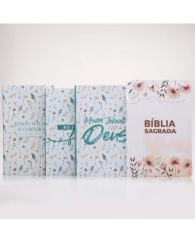 Kit Bíblia RC Slim Garden + Harpa + Meu Diário de Fé + Minha Jornada com Deus | Vivendo Pela Graça